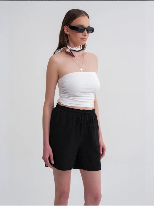 High-waist shorts met textuur en wijde pijpen mixray - Kiabi High-waist shorts met textuur en wijde pijpen mixray - Kiabi