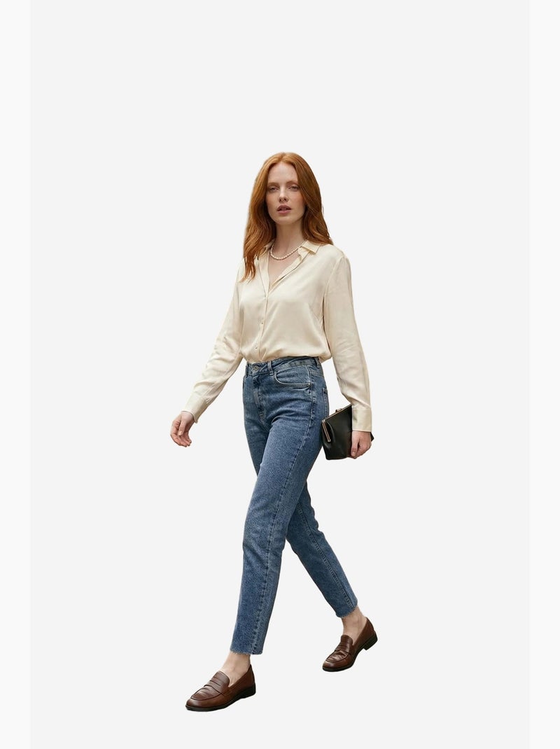 High waist skinny leg denim broek my fashion Saffierblauw - Kiabi