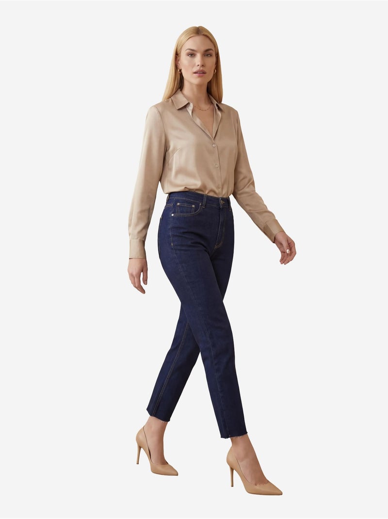 High waist skinny leg denim broek my fashion Ultramarijnblauw - Kiabi