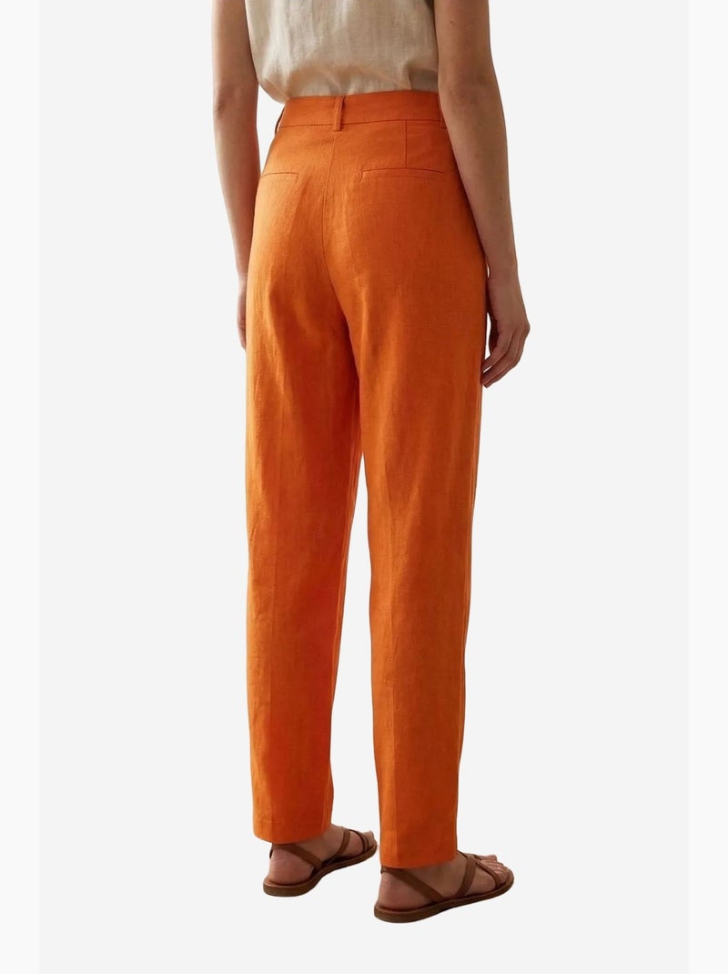 High-waist straight-leg crêpe broek my fashion Oranje - Kiabi