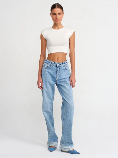 High-waist straight-leg jeans van katoendenim dilvin - Kiabi High-waist straight-leg jeans van katoendenim dilvin - Kiabi