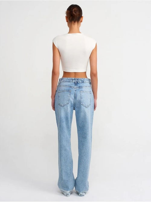 High-waist straight-leg jeans van katoendenim dilvin - Kiabi High-waist straight-leg jeans van katoendenim dilvin - Kiabi