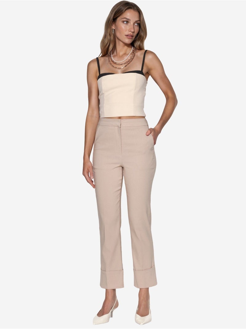 High-waist stretch bengalin broek hiccup Zand - Kiabi