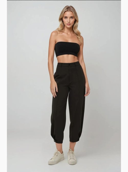 High-waist tapered broek met knoopdetail in de taille hiccup - Kiabi