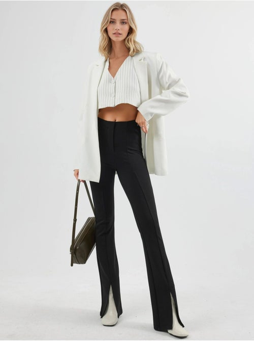 High waist uitlopende leggings met splitdetails busem - Kiabi