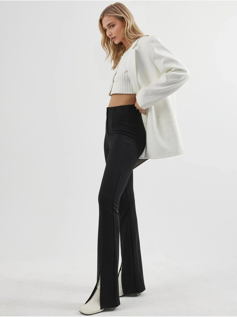 High waist uitlopende leggings met splitdetails busem Zwart - Kiabi