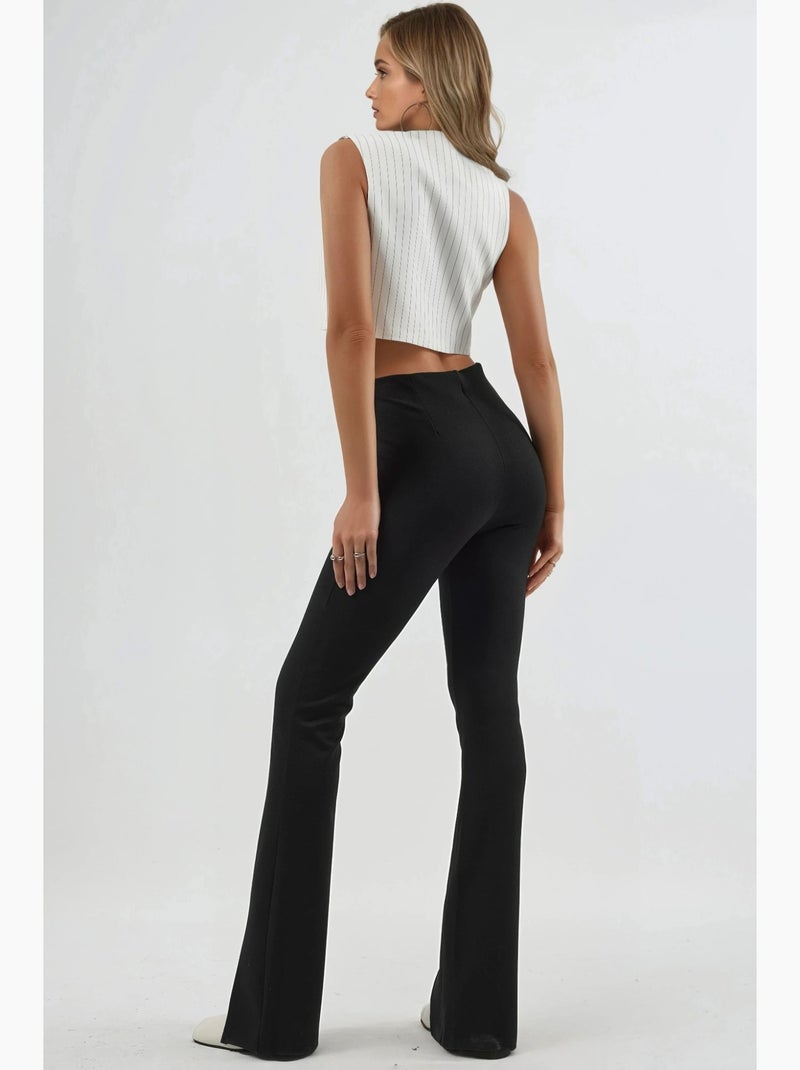 High waist uitlopende leggings met splitdetails busem Zwart - Kiabi