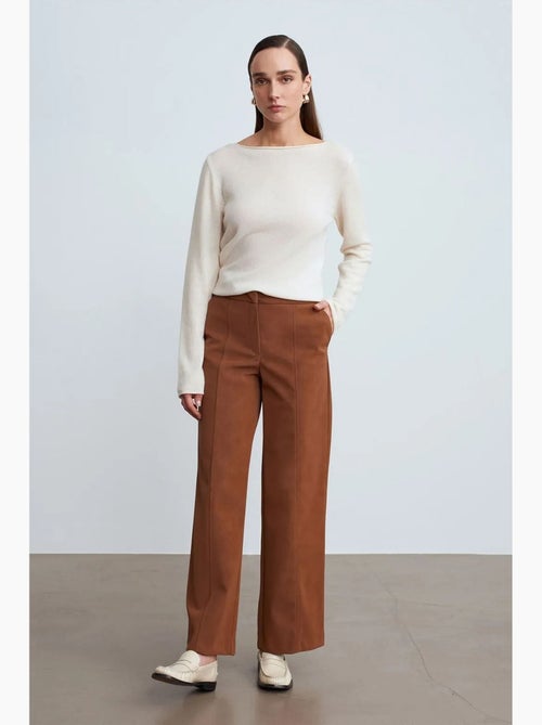 High-waist wide-leg broek van imitatie-suède dilvin - Kiabi High-waist wide-leg broek van imitatie-suède dilvin - Kiabi