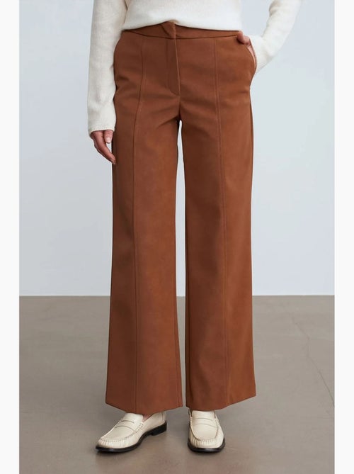 High-waist wide-leg broek van imitatie-suède dilvin - Kiabi High-waist wide-leg broek van imitatie-suède dilvin - Kiabi