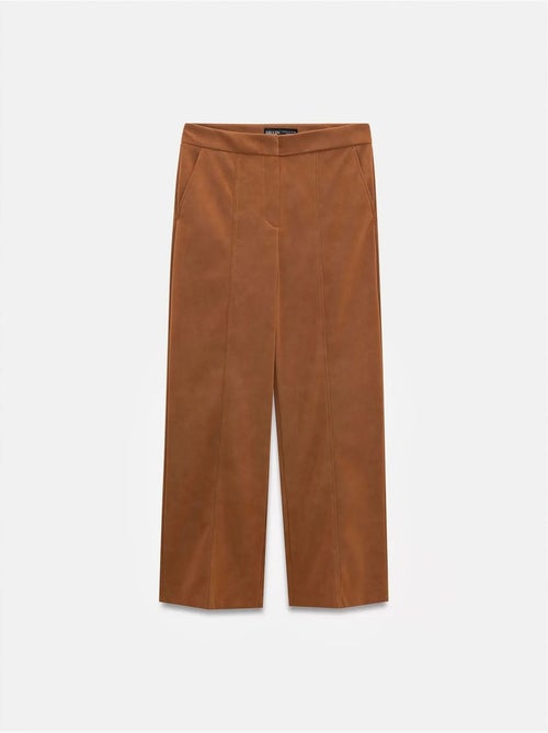 High-waist wide-leg broek van imitatie-suède dilvin - Kiabi High-waist wide-leg broek van imitatie-suède dilvin - Kiabi