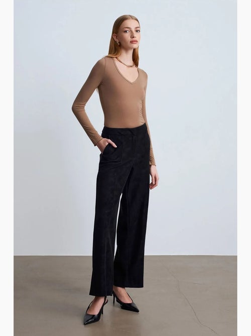 High-waist wide-leg broek van imitatie-suède dilvin - Kiabi High-waist wide-leg broek van imitatie-suède dilvin - Kiabi