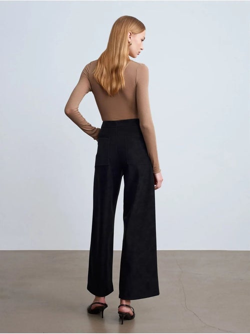 High-waist wide-leg broek van imitatie-suède dilvin - Kiabi High-waist wide-leg broek van imitatie-suède dilvin - Kiabi