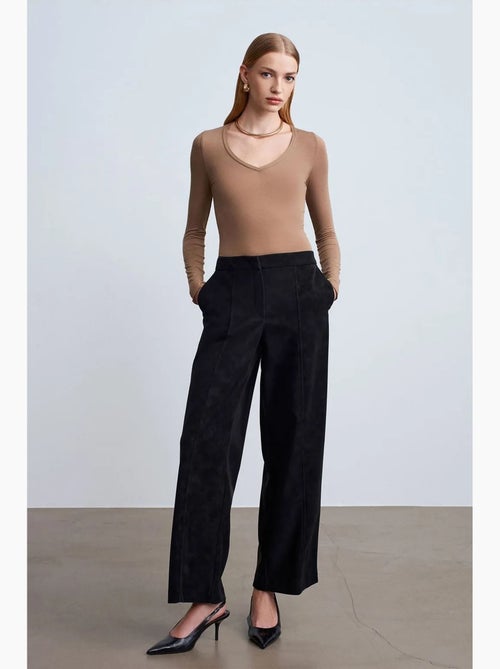 High-waist wide-leg broek van imitatie-suède dilvin - Kiabi High-waist wide-leg broek van imitatie-suède dilvin - Kiabi