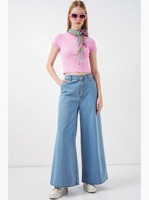 High-waist wide-leg denim jeans bdart - Kiabi High-waist wide-leg denim jeans bdart - Kiabi