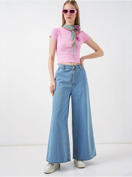 High-waist wide-leg denim jeans bdart - Kiabi High-waist wide-leg denim jeans bdart - Kiabi
