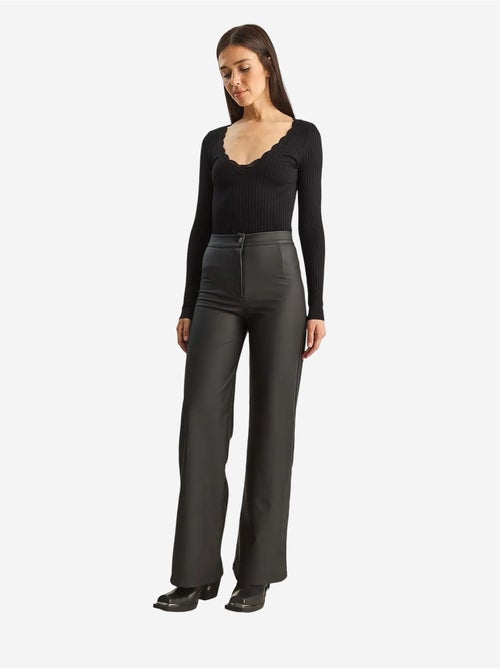 High-waist wide leg imitatieleren broek lucci - Kiabi High-waist wide leg imitatieleren broek lucci - Kiabi