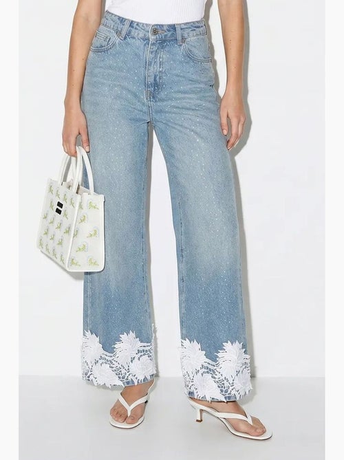 High-waist wide-leg jeans met borduursel lucci - Kiabi High-waist wide-leg jeans met borduursel lucci - Kiabi