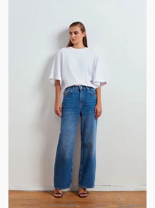High-waist wide-leg jeans van denim dilvin - Kiabi High-waist wide-leg jeans van denim dilvin - Kiabi