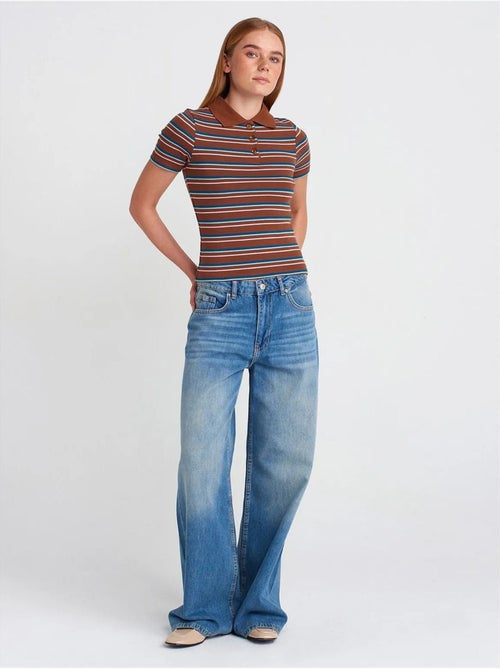 High-waist wide-leg jeans van katoen dilvin - Kiabi High-waist wide-leg jeans van katoen dilvin - Kiabi