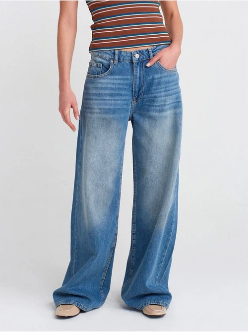High-waist wide-leg jeans van katoen dilvin - Kiabi High-waist wide-leg jeans van katoen dilvin - Kiabi