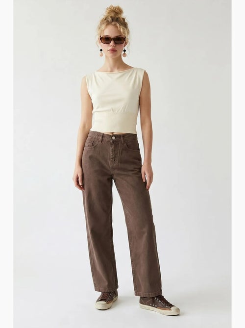 High-waist wide-leg katoenen jeans mixray - Kiabi High-waist wide-leg katoenen jeans mixray - Kiabi