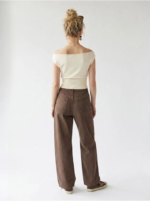 High-waist wide-leg katoenen jeans mixray - Kiabi High-waist wide-leg katoenen jeans mixray - Kiabi