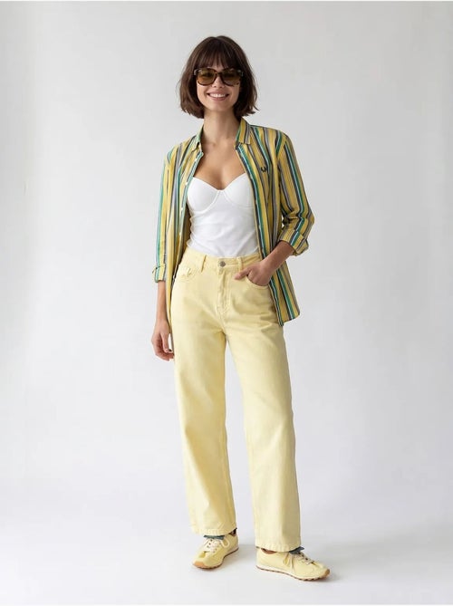 High-waist wide-leg katoenen jeans mixray - Kiabi High-waist wide-leg katoenen jeans mixray - Kiabi