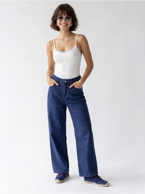 High-waist wide-leg katoenen jeans mixray - Kiabi High-waist wide-leg katoenen jeans mixray - Kiabi