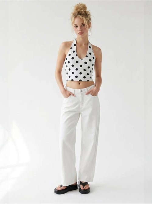 High-waist wide-leg katoenen jeans mixray - Kiabi High-waist wide-leg katoenen jeans mixray - Kiabi