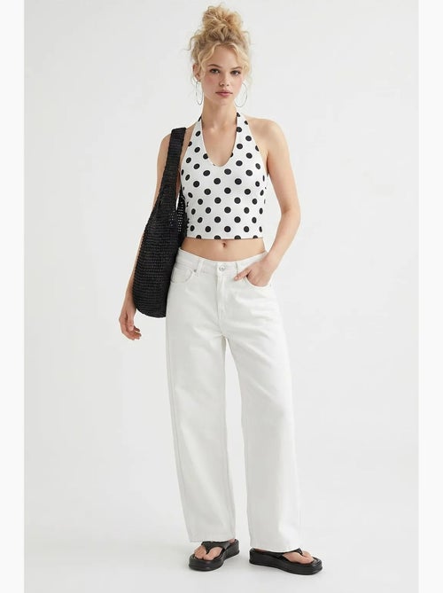 High-waist wide-leg katoenen jeans mixray - Kiabi High-waist wide-leg katoenen jeans mixray - Kiabi