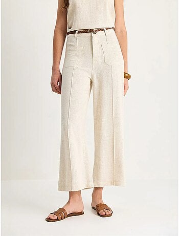High-waist wijde pijpen enkellange broek met riem lucci