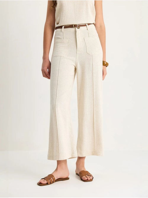 High-waist wijde pijpen enkellange broek met riem lucci - Kiabi High-waist wijde pijpen enkellange broek met riem lucci - Kiabi