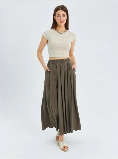 High-waisted lange rok met zakken mixray - Kiabi