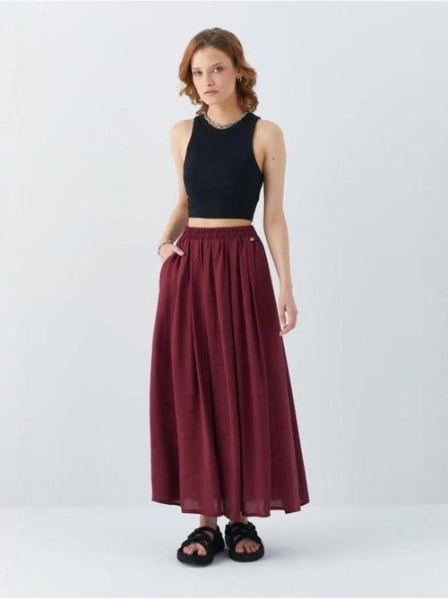 High-waisted lange rok met zakken mixray - Kiabi