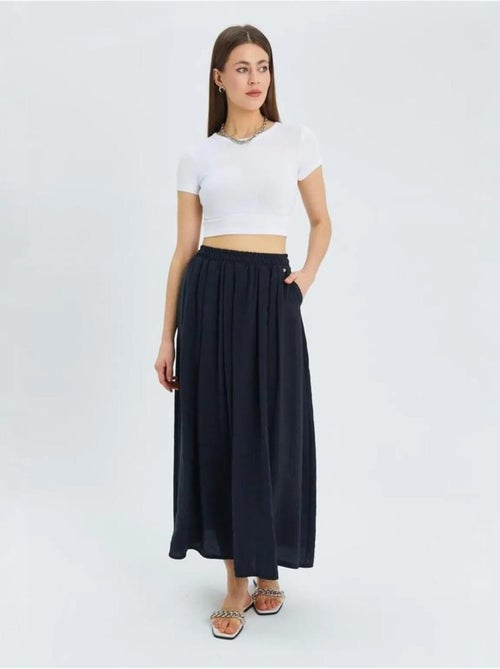 High-waisted lange rok met zakken mixray - Kiabi