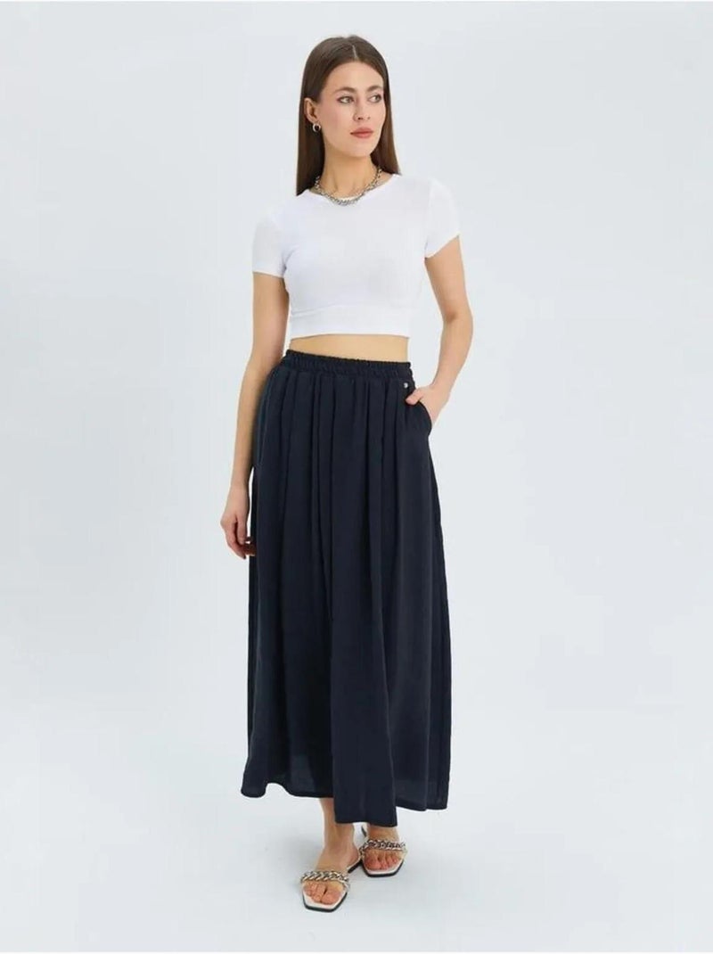 High-waisted lange rok met zakken mixray Zwart - Kiabi