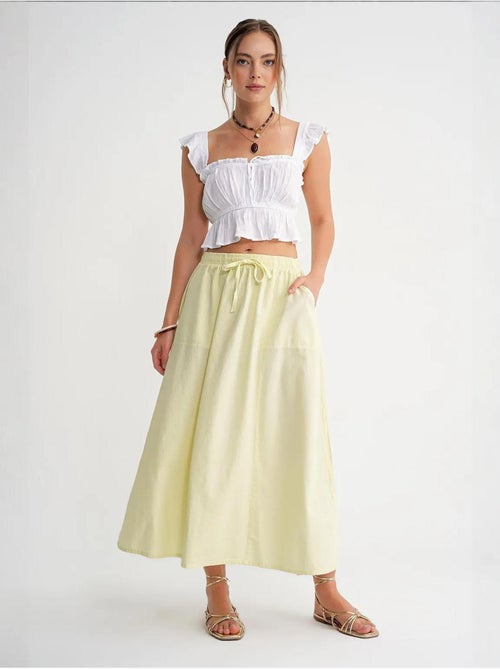 High-waisted poplin rok met trekkoorddetail mixray - Kiabi