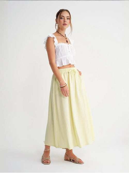 High-waisted poplin rok met trekkoorddetail mixray - Kiabi