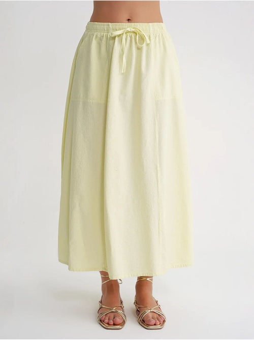 High-waisted poplin rok met trekkoorddetail mixray - Kiabi