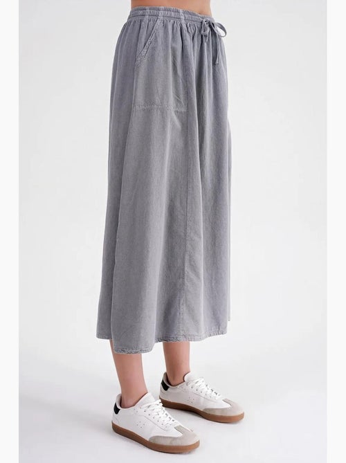 High-waisted poplin rok met trekkoorddetail mixray - Kiabi