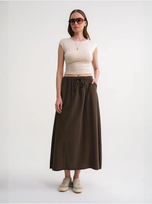 High-waisted poplin rok met trekkoorddetail mixray - Kiabi