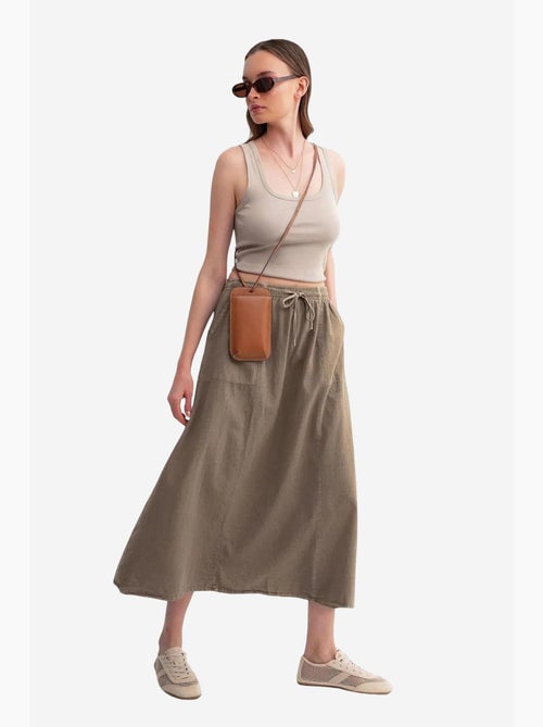 High-waisted poplin rok met trekkoorddetail mixray - Kiabi