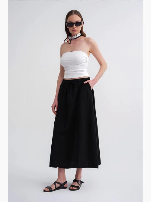 High-waisted poplin rok met trekkoorddetail mixray - Kiabi
