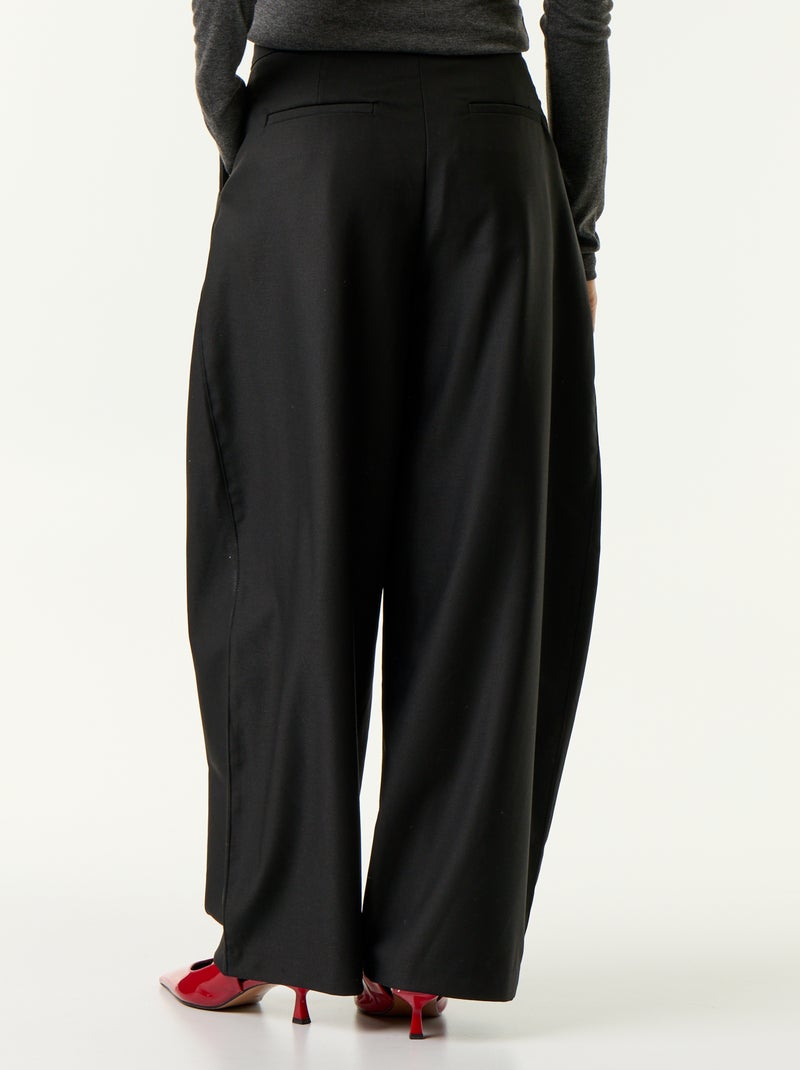 Highwaistbroek met wijd barrelmodel Zwart - Kiabi
