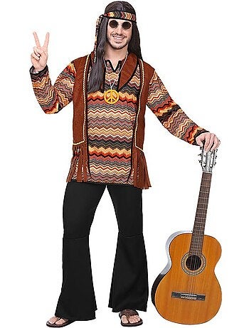 Hippiekostuum met kleurrijke strepen