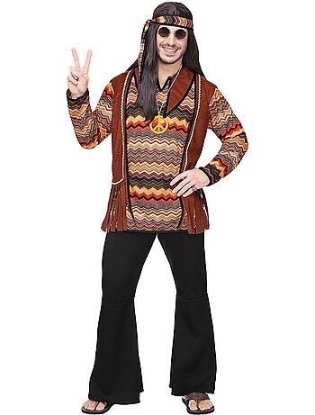 Hippiekostuum met kleurrijke strepen