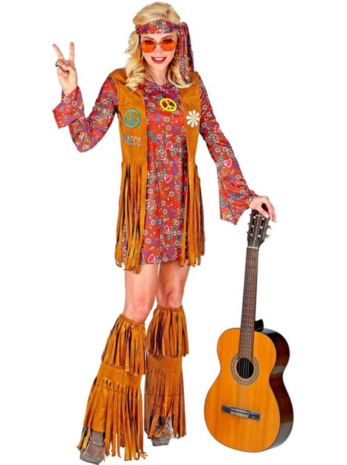 Hippiekostuum met laarzenhoezen en franjes. - Kiabi