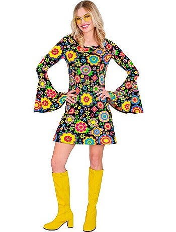 Hippiekostuum uit de jaren 60 met bloemen .
