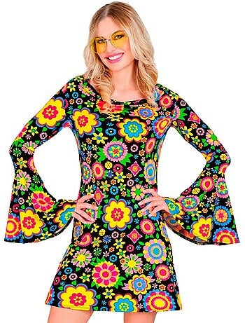 Hippiekostuum uit de jaren 60 met bloemen .