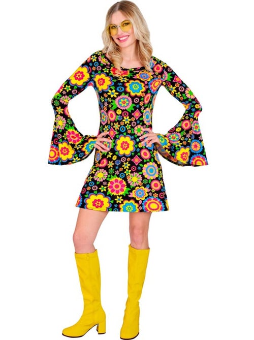 Hippiekostuum uit de jaren 60 met bloemen . - Kiabi